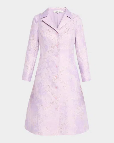 Rickie Freeman For Teri Jon A-line Metallic Jacquard Coat Dress In Lav Gold