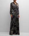 RICKIE FREEMAN FOR TERI JON ABSTRACT ANIMAL-PRINT SHIRT GOWN