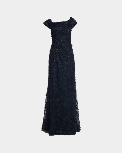 Rickie Freeman For Teri Jon Asymmetric Sequin Lace Gown In Multi