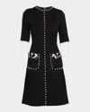 Rickie Freeman For Teri Jon Bead-embellished Boucle Dress In Black