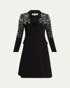 Rickie Freeman For Teri Jon Bead-embroidered Crepe Blazer Dress In Black