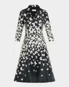 Rickie Freeman For Teri Jon Butterfly Mikado Midi Shirtdress In Black Silv