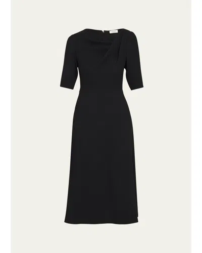 Rickie Freeman For Teri Jon Crêpe Asymmetric A-line Cocktail Dress In Black