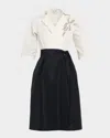 Rickie Freeman For Teri Jon Crystal-embellished Bicolor Shirtdress In White