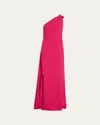 Rickie Freeman For Teri Jon Draped One-shoulder Floral Applique Gown In Lipstick