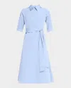 Rickie Freeman For Teri Jon Drop Waist Taffeta Shirtdress In Light Blue