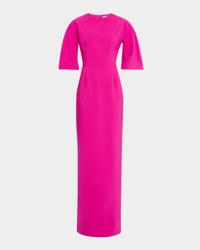 Rickie Freeman For Teri Jon Elbow-sleeve Crepe Column Gown