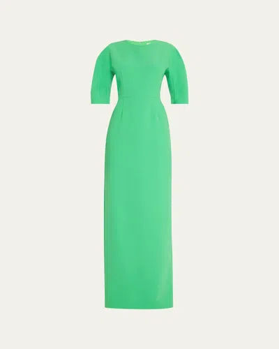 RICKIE FREEMAN FOR TERI JON ELBOW-SLEEVE CREPE COLUMN GOWN
