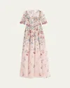 Rickie Freeman For Teri Jon Floral-embroidered Illusion Tulle Gown In Blush Multi