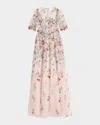 Rickie Freeman For Teri Jon Floral-embroidered Illusion Tulle Gown In Blush Multi