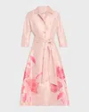 Rickie Freeman For Teri Jon Floral Jacquard Mikado Midi Shirtdress