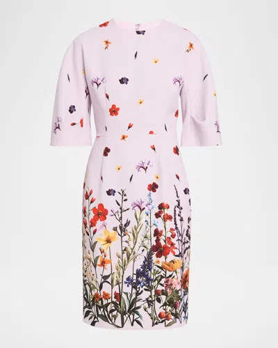 Rickie Freeman For Teri Jon Floral-print Crepe Column Dress In Multi