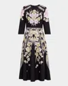 Rickie Freeman For Teri Jon Floral-print Crepe Midi Dress In Multi
