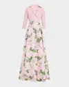 Rickie Freeman For Teri Jon Floral-print Faille Taffeta Shirt Gown