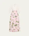 Rickie Freeman For Teri Jon Floral-print Faille Taffeta Shirt Gown In White Multi