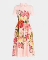 Rickie Freeman For Teri Jon Floral-print Fit-&-flare Shirtdress