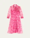 Rickie Freeman For Teri Jon Floral-print Organza Midi Shirtdress