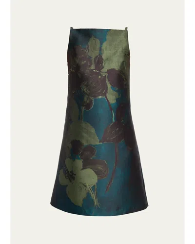 Rickie Freeman For Teri Jon Floral-print Mikado Mini Shift Dress In Multi
