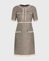 Rickie Freeman For Teri Jon Fringe-trim Metallic Tweed Dress In Plat Mul