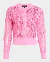 Rickie Freeman For Teri Jon Lace-front Knit Cardigan In Carnation Pink