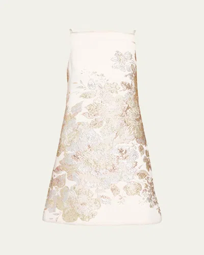 Rickie Freeman For Teri Jon Metallic Floral Jacquard Mini Shift Dress In Multi