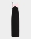 Rickie Freeman For Teri Jon Mikado Bow & Crepe Column Gown In Black Pink