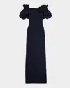 Rickie Freeman For Teri Jon Off-shoulder Crepe Column Gown In Black