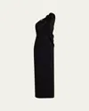 Rickie Freeman For Teri Jon One-shoulder Beaded Column Gown In Black