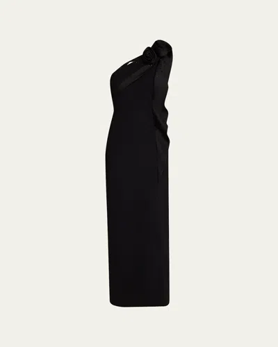 RICKIE FREEMAN FOR TERI JON ONE-SHOULDER BEADED COLUMN GOWN