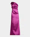 Rickie Freeman For Teri Jon One-shoulder Bow Column Gown In Fuchsia