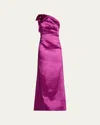 Rickie Freeman For Teri Jon One-shoulder Bow Column Gown In Fuchsia