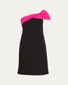 Rickie Freeman For Teri Jon One-shoulder Crepe & Taffeta Dress In Black Fusc