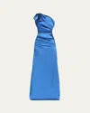 Rickie Freeman For Teri Jon One-shoulder Stretch Gazar Gown In Royal Blue