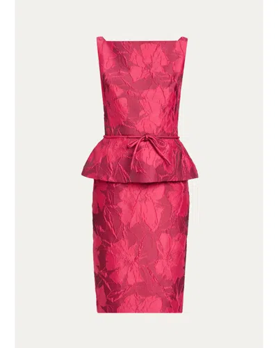 Rickie Freeman For Teri Jon Peplum Cocktail Dress In Pink