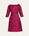 Rickie Freeman For Teri Jon Ruched Floral Off-the-shoulder Midi Dress In Red