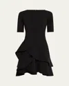 Rickie Freeman For Teri Jon Ruffle Stretch Crepe Dress In Black