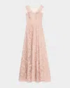Rickie Freeman For Teri Jon Sleeveless Embroidered Floral Applique Gown In Blush Pink