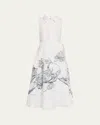 Rickie Freeman For Teri Jon Sleeveless Floral Burnout Midi Shirtdress In White Silver