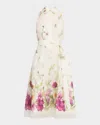 Rickie Freeman For Teri Jon Sleeveless Floral-print Midi Shirtdress In White