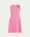 Rickie Freeman For Teri Jon Sleeveless Fringe-trim Boucle Dress In Pink