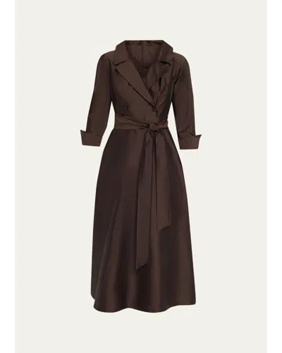Rickie Freeman For Teri Jon Taffeta Shirtwaist Gown In Brown