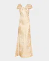 Rickie Freeman For Teri Jon Twist-front Metallic Jacquard Gown