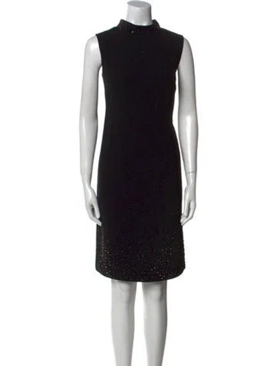 Pre-owned Rickie Freeman Mock Neck Knee-length Dress In Black