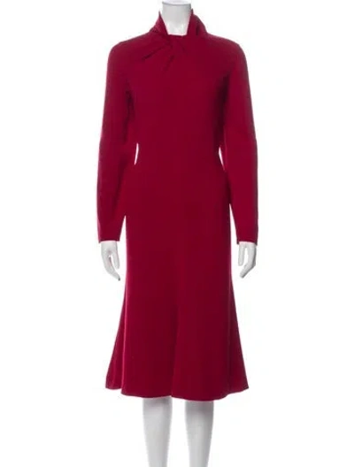 Pre-owned Rickie Freeman Mock Neck Long Dress In Red