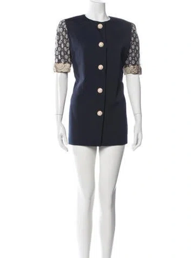 Pre-owned Rickie Freeman Patterned Mini Dress In Blue
