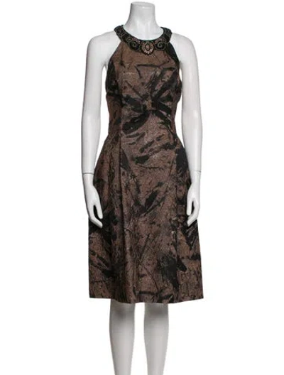 Pre-owned Rickie Freeman Printed Midi Length Dress