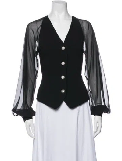 Pre-owned Rickie Freeman Silk Jacket In Black