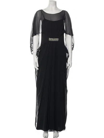 Pre-owned Rickie Freeman Silk Long Dress In Blue