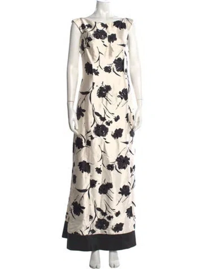 Pre-owned Rickie Freeman Silk Long Dress In Neutrals