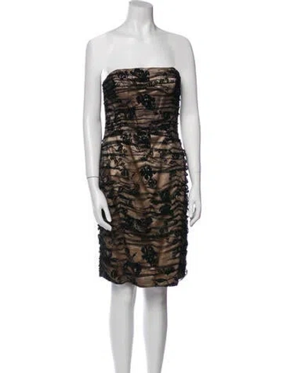Pre-owned Rickie Freeman Silk Mini Dress In Black